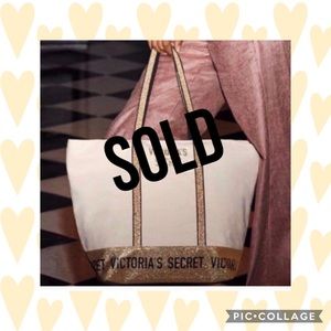 SOLD FB Victoria’s Secret Gold Glitter Tote Bag